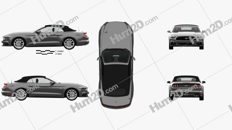 Ford Mustang GT convertible with HQ interior 2015 car clipart