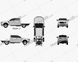 Ford Ranger Double Cab Chassis XL 2018 car clipart