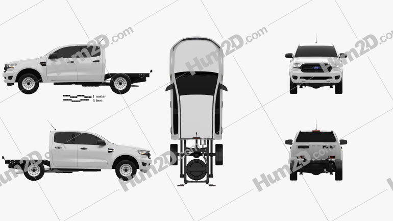 Ford Ranger Doppelkabine Chassis XL 2018 car clipart
