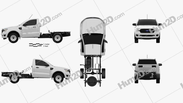 Ford Ranger Single Cab Chassis XL 2018 Blueprint