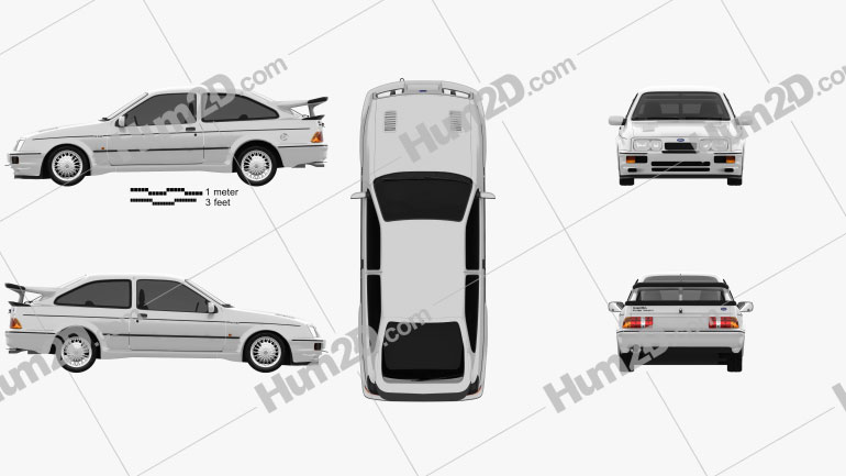 Ford Sierra Cosworth RS500 1986 car clipart
