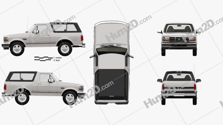 Ford Bronco with HQ interior 1992 car clipart