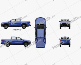 Ford Ranger Double Cab Raptor with HQ interior and engine 2018 car clipart