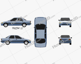 Ford Escort Ghia de 5 portas hatchback 1990 car clipart