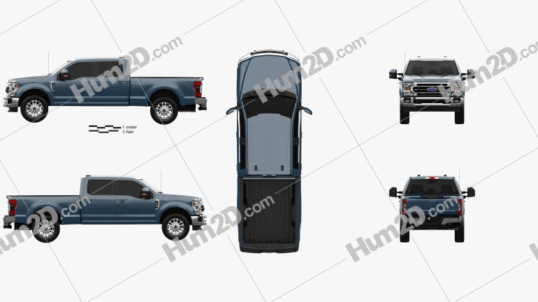 Ford F-250 Super Duty Crew Cab Cama Curta Lariat 2020 car clipart