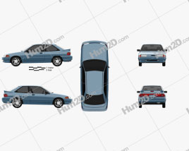Ford Escort GT hatchback 1992 car clipart