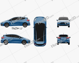 Ford Fiesta 3-door ST 2019 car clipart