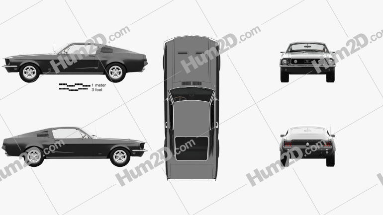 Ford Mustang GT with HQ interior 1967 car clipart