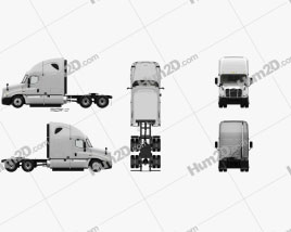 Freightliner Cascadia Sleeper Cab Tractor Truck with HQ interior 2007 clipart