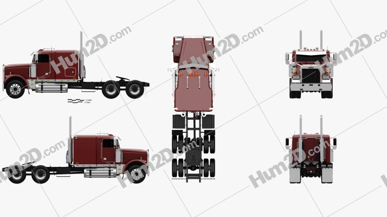 Freightliner FLD 120 Classic Sleeper Cab Flat Top Tractor Truck 2005 PNG Clipart