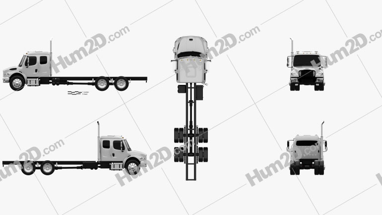 Freightliner M2 Extended Cab Camiões Chassi 3-eixos 2014 clipart