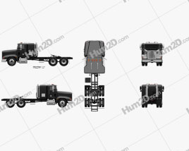 Freightliner FLD 120 Tractor Flat Top Sleeper Cab Truck 1994 clipart