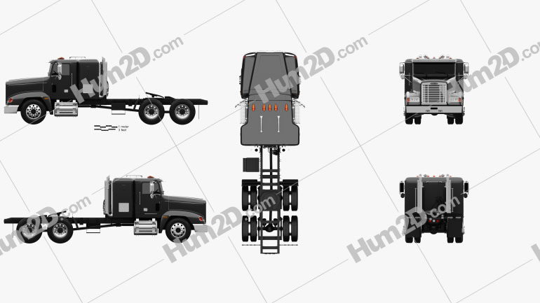 Freightliner FLD 120 Tractor Flat Top Sleeper Cab Truck 1994 clipart