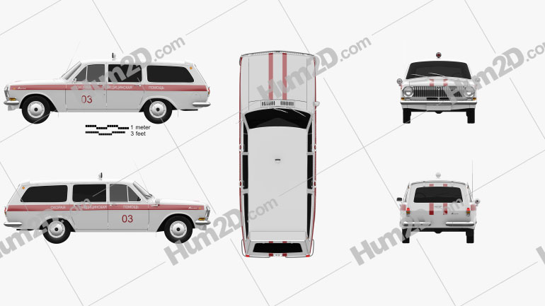 GAZ 24 Volga Ambulance 1967 car clipart
