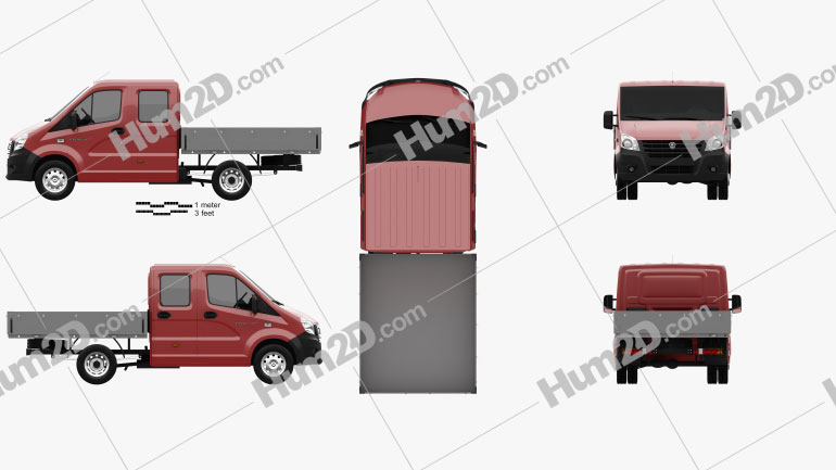 GAZ Gazelle Next Double Cab Flatbed Truck 2013 clipart