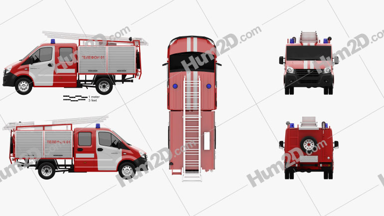 GAZ Gazelle Next Fire Truck 2017 Blueprint