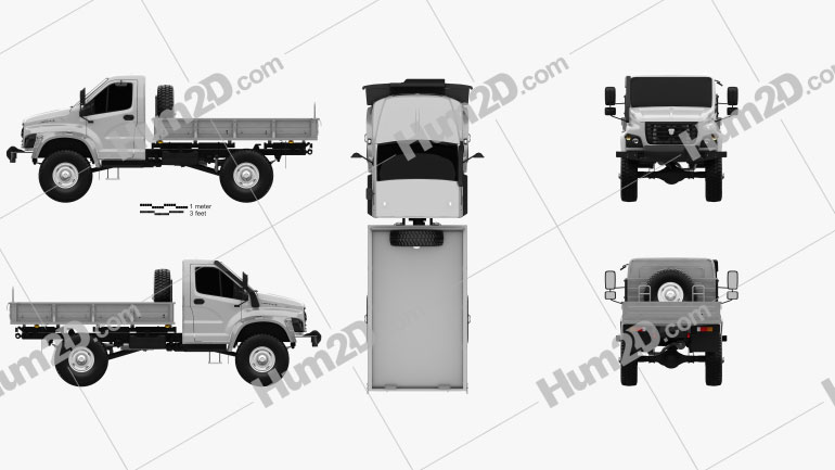 GAZ Sadko Next Flatbed Truck 2019 Clipart Image