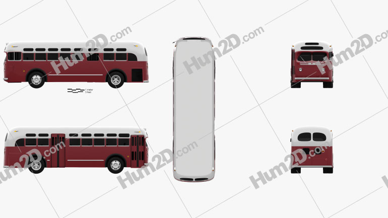 GM Old Look transit bus 1953 clipart