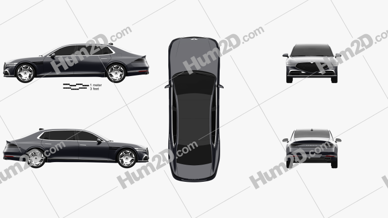 Genesis G90 LWB 2022 car clipart