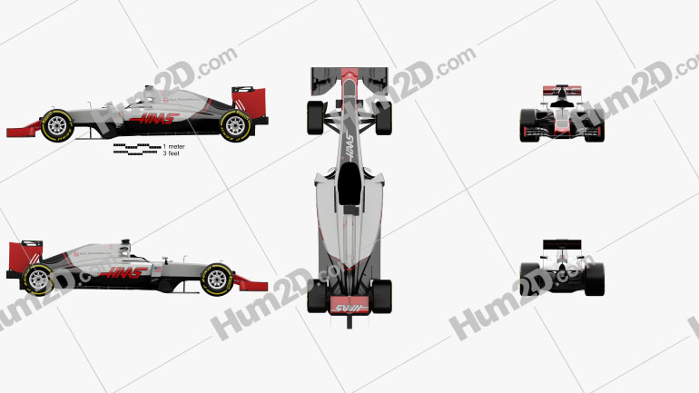 Haas VF-16 F1 2016 Formula-1 car clipart