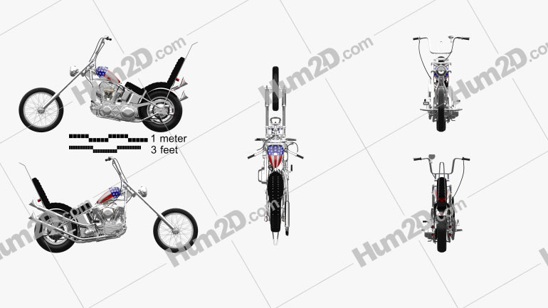 Harley-Davidson Easy Rider Captain America 1969 Moto clipart
