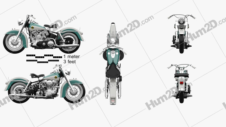 Harley-Davidson Panhead FLH Duo-Glide 1958 Motorcycle clipart