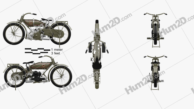 Harley-Davidson 19W Sport Twin 1919 Motorcycle clipart
