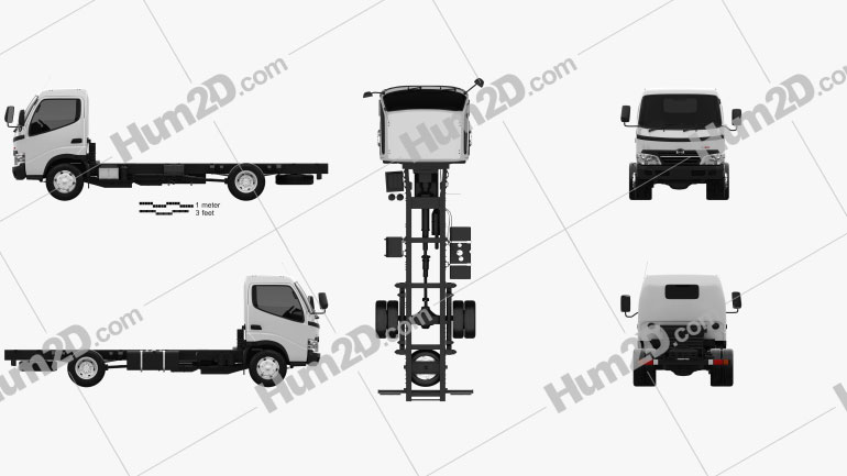 Hino 300-616 Chassis Truck 2007 Clipart Image