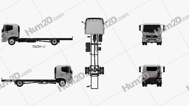 Hino 500 FD (1124) Fahrgestell LKW 2016 Clipart Bild