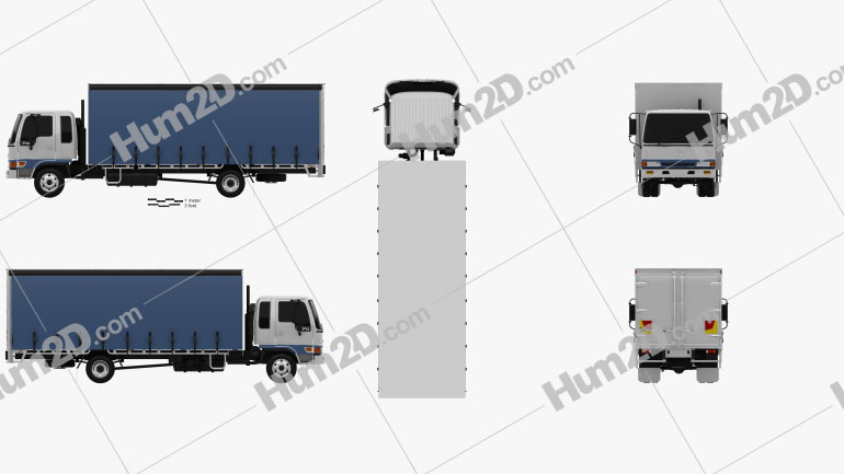 Hino FD 10 Pallet Curtainsider Truck 2000 clipart