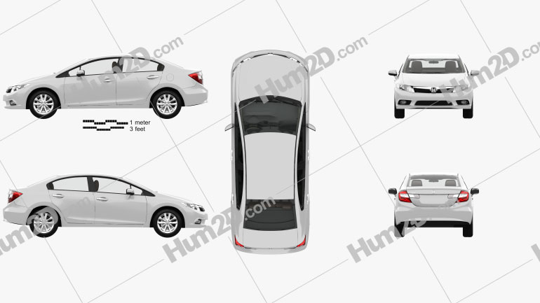 Honda Civic sedan com interior HQ 2012 Imagem Clipart