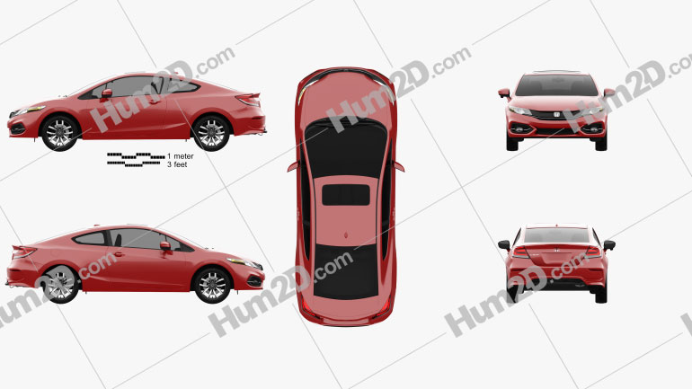 Honda Civic coupe 2014 car clipart