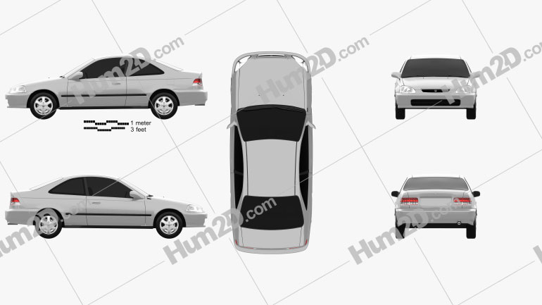 Honda Civic coupe 2000 PNG Clipart