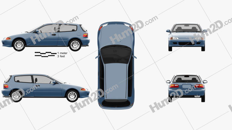 Honda Civic hatchback 1991 car clipart