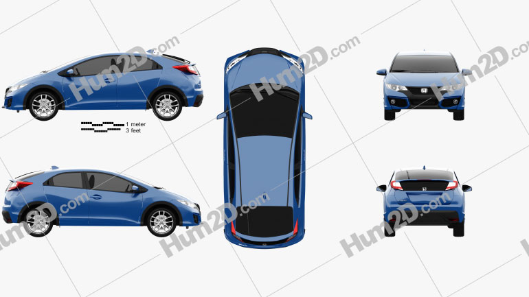 Honda Civic hatchback 2015 car clipart