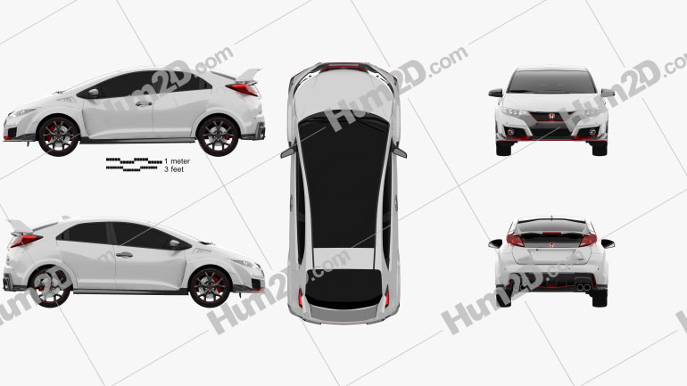 Honda Civic Type-R hatchback 2015 car clipart