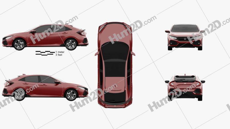 Honda Civic Sport hatchback 2016 Clipart Image