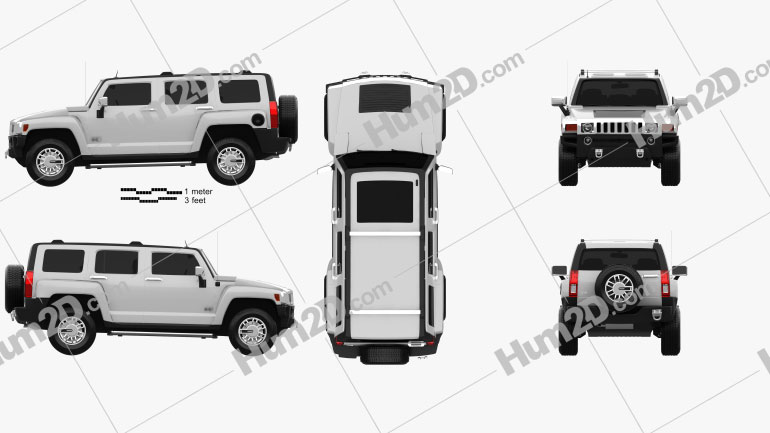 Hummer H3 Blueprint in PNG - Download Vehicles Clip Art Images