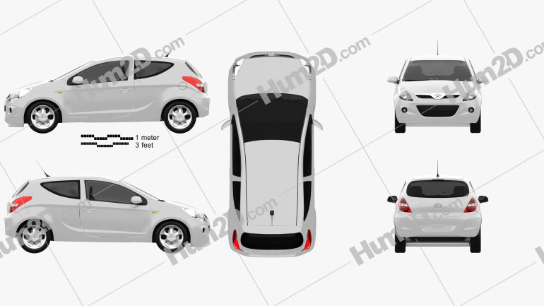 Hyundai i20 3-door 2010 car clipart