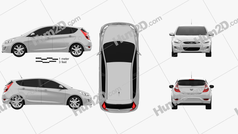 Hyundai Accent (i25) Hatchback 2012 Clipart Image