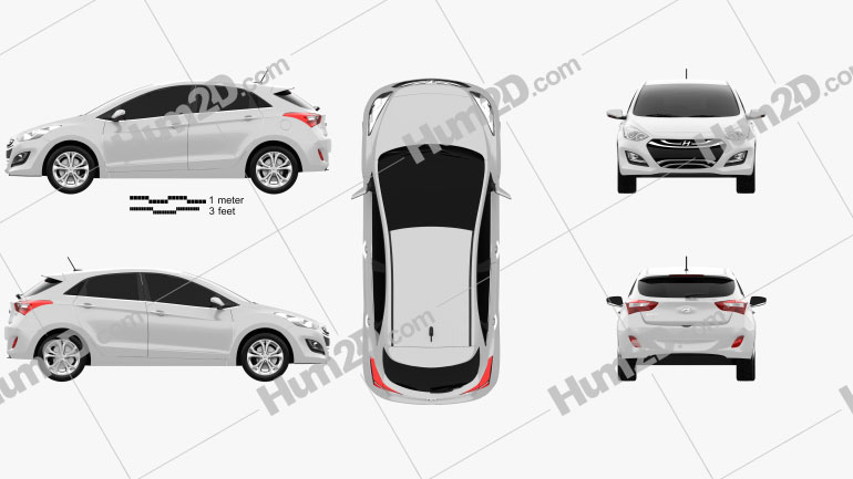 Hyundai i30 hatchback 2013 Clipart Image