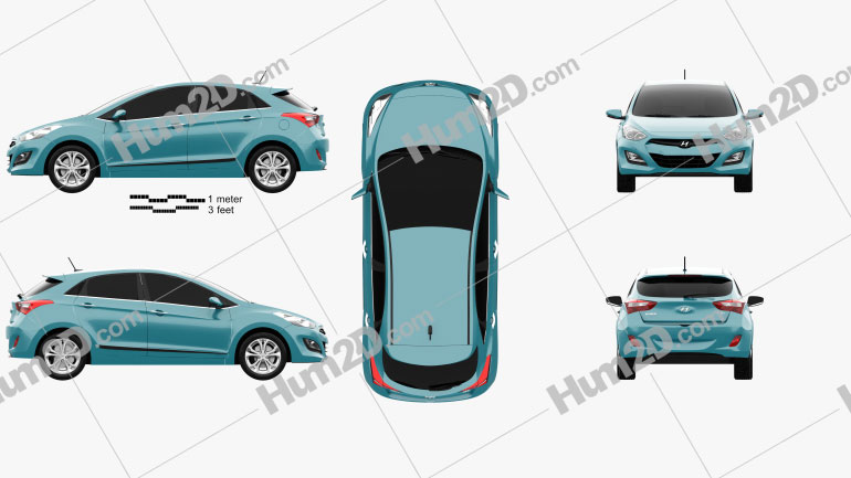Hyundai i30 5-door hatchback (EU) 2013 Clipart Image