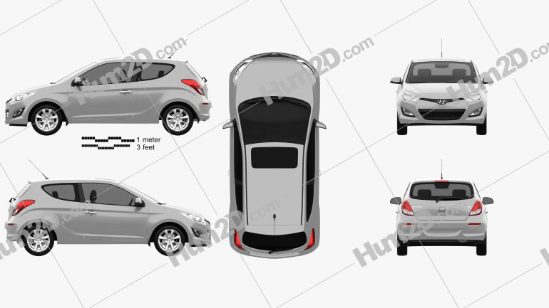 Hyundai i20 de 3 portas 2013 car clipart