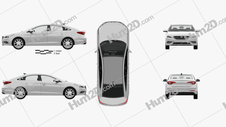 Hyundai Sonata (LF) with HQ interior 2014 car clipart