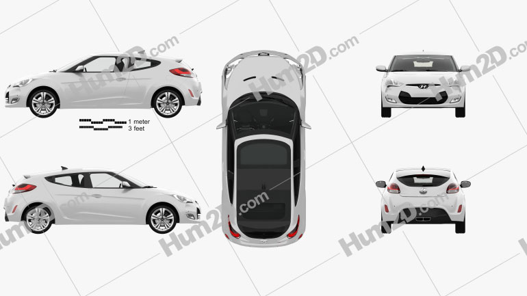 Hyundai Veloster with HQ interior 2014 car clipart