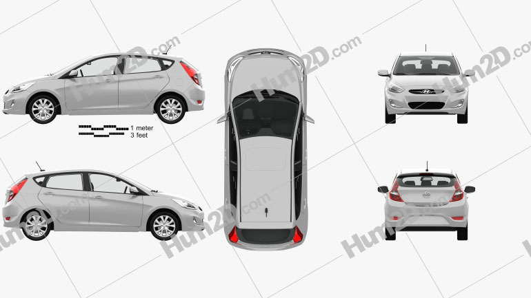 Hyundai Accent (RB) with HQ interior 2014 car clipart