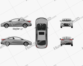 Hyundai Avante (JK) coupe with HQ interior 2014 car clipart