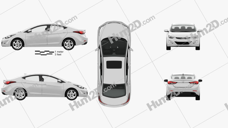 Hyundai Avante (MD) sedan with HQ interior 2014 car clipart