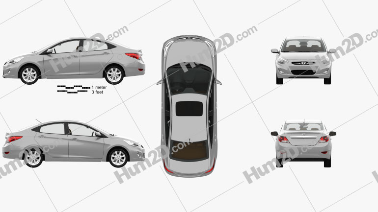Hyundai Accent (RB) sedan with HQ interior 2014 car clipart