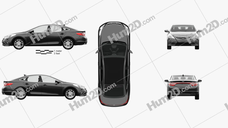 Hyundai Grandeur (HG) with HQ interior 2014 car clipart